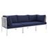 Concord Sunbrella® Basket Weave Outdoor Patio Aluminum Sofa In Taupe Navy by Modway Furniture