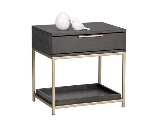 Rebel Nightstand - Gold - Charcoal Grey by Sunpan