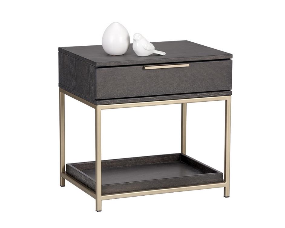 Rebel Nightstand - Gold - Charcoal Grey by Sunpan
