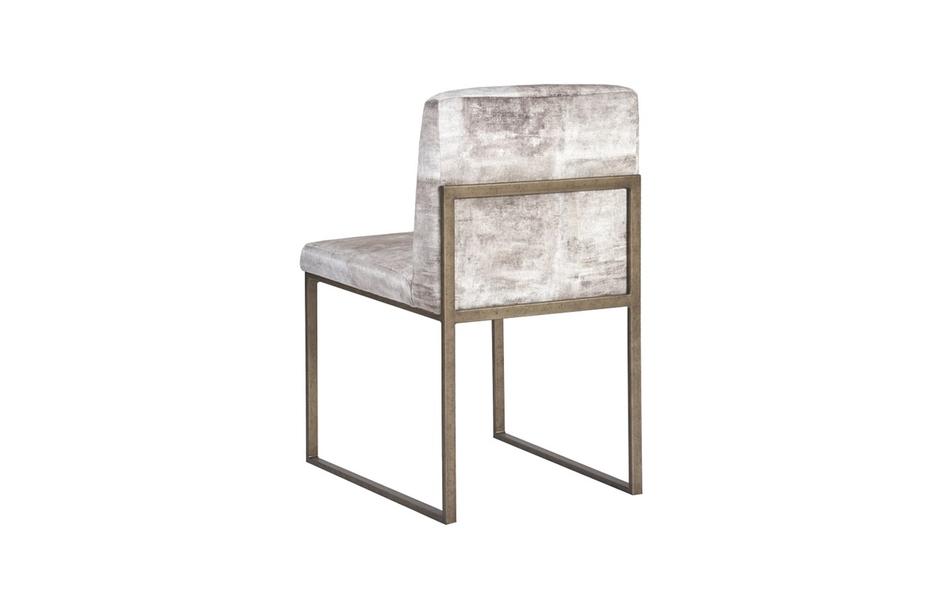 Frozen Dining Chair, Beige Mist Fabric, Antique Brass Metal Frame by PHILLIPS COLLECTION