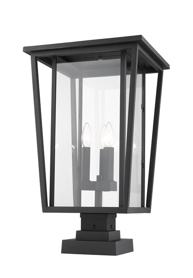 Seoul 3 Light Outdoor Pier Mounted Fixture in Black Finish by Z-Lite