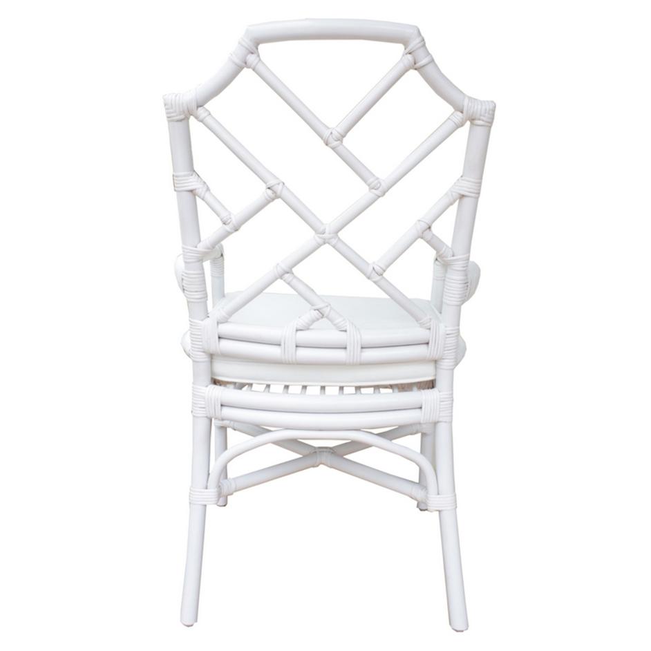 Kara Rattan Arm Chair In White by New Pacific Direct