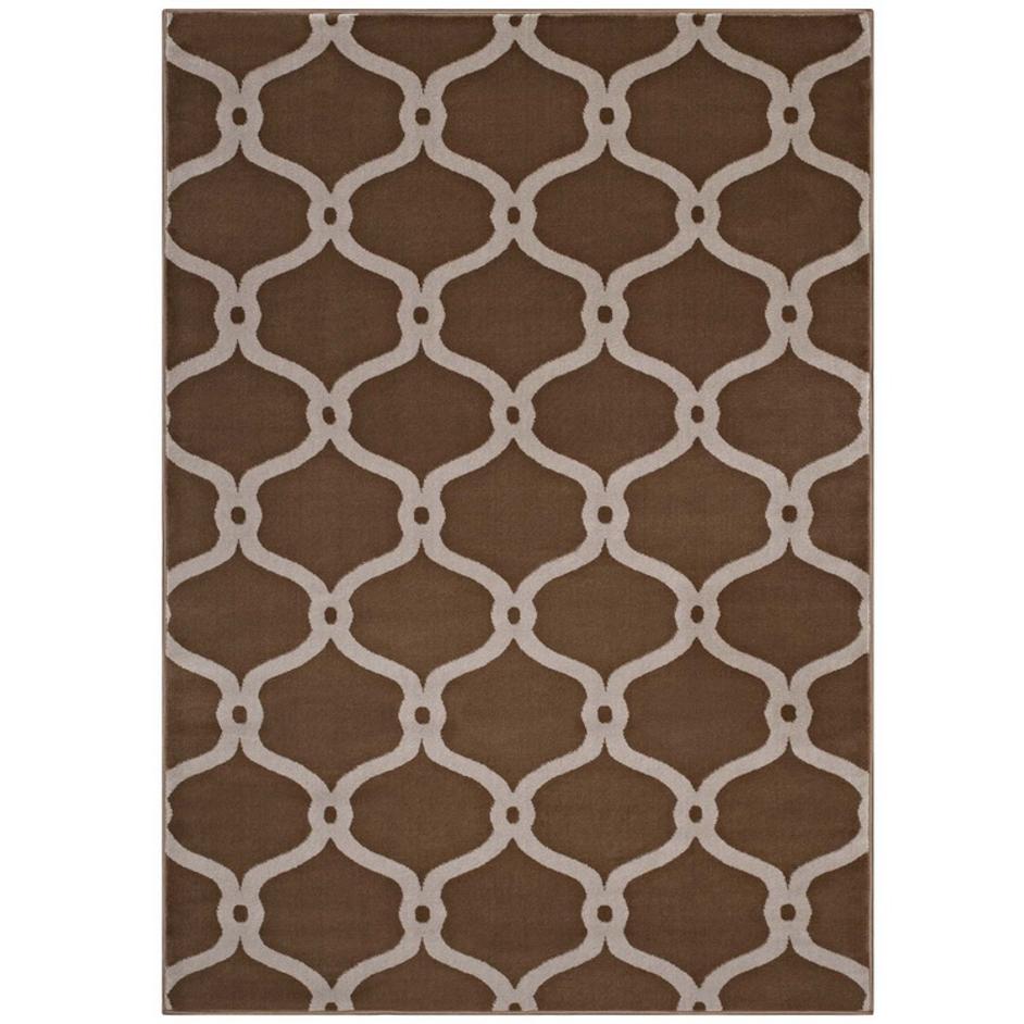 Barrett Chain Link Transitional Trellis 5X8 Area Rug In Dark Tan And Beige by Modway Furniture