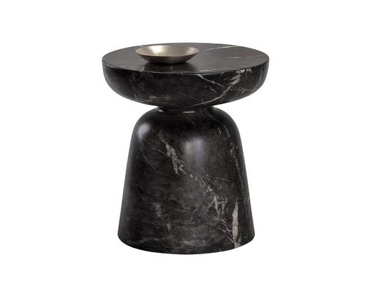 Lucida End Table - Marble Look - Black by Sunpan