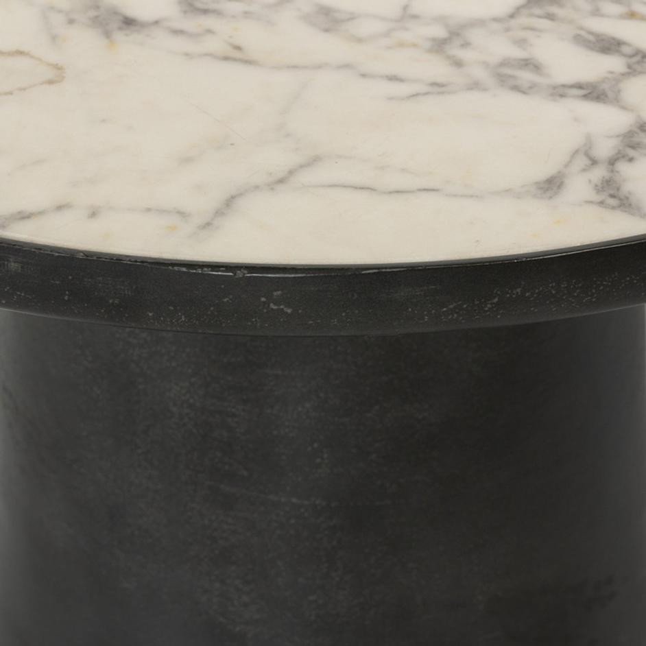 Balboa Outdoor End Table - Veined White Marble by Four Hands