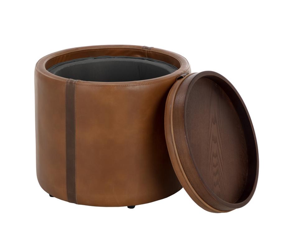 BORELLI STORAGE OTTOMAN - TOBACCO TAN / AUTUMN CHESTNUT by Sunpan