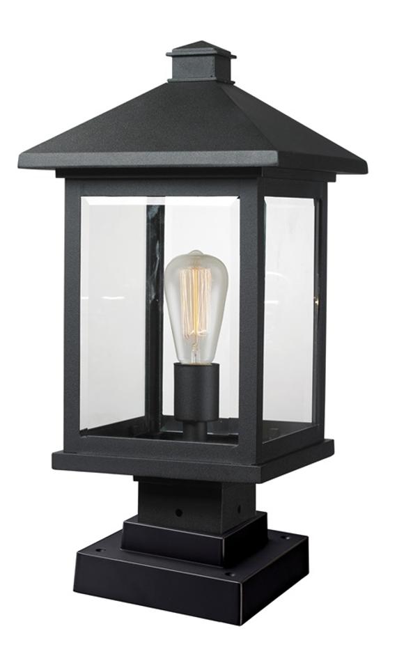 Portland 1 Light Outdoor Pier Mount Light in Black Finish by Z-Lite