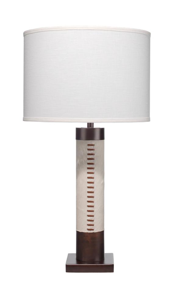 Sheridan Ox Hide Table Lamp with Linen Shade by Jamie Young