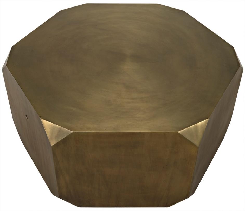 Tytus Octagonal Coffee Table in Aged Brass Industrial Steel by Noir Furniture