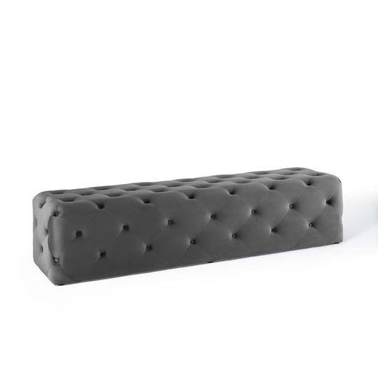 Carole 72" Tufted Button Entryway Performance Velvet Bench In Gray by Modway Furniture