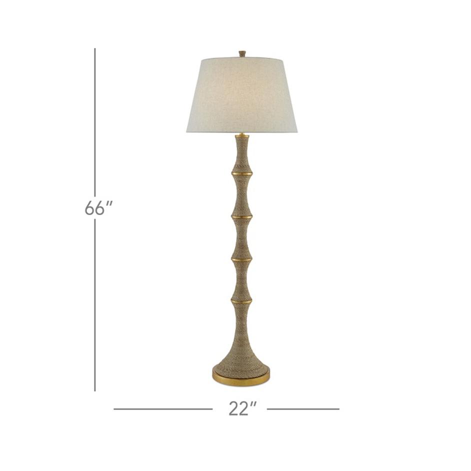 Bourgeon Floor Lamp In Natural & Gold by Currey & Company