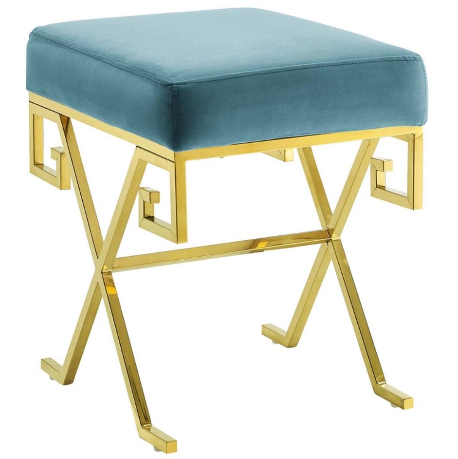 Ballard Performance Velvet Bench In Sea Blue by Modway Furniture