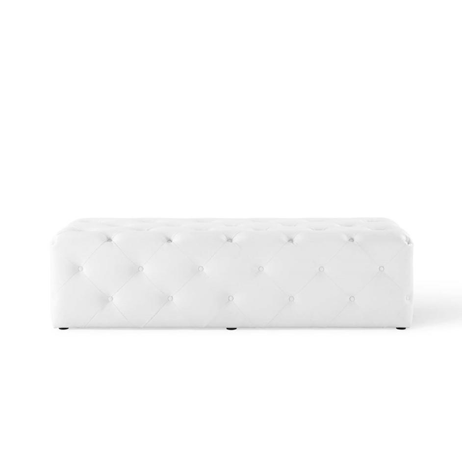 Carole 60" Tufted Button Entryway Faux Leather Bench In White by Modway Furniture