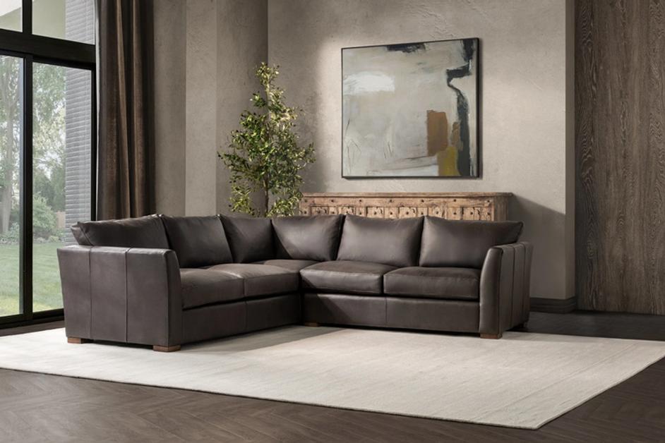 Bryson Top Grain Leather 3pc Sectional Lush by Classic Home