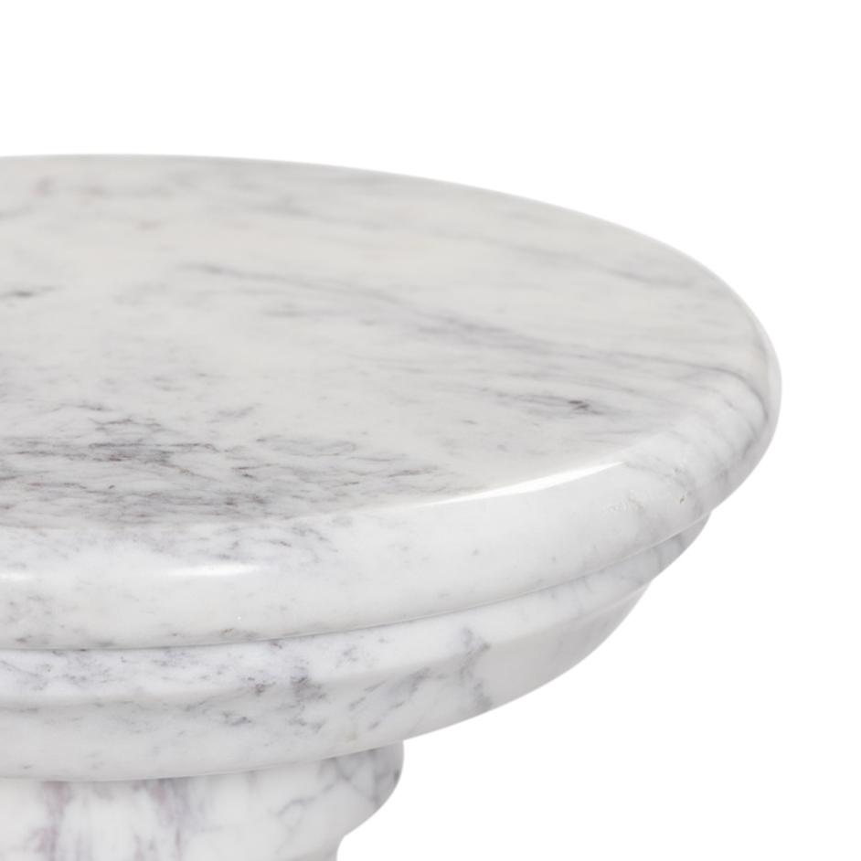Cyprus End Table - Veined White Marble Solid by Four Hands