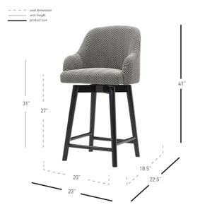 Terry Fabric Swivel Counter Stool, Black Herringbone by New Pacific Direct