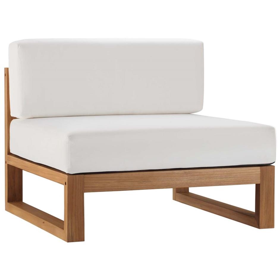 Sunbury Outdoor Patio Teak Wood Armless Chair In Natural White by Modway Furniture