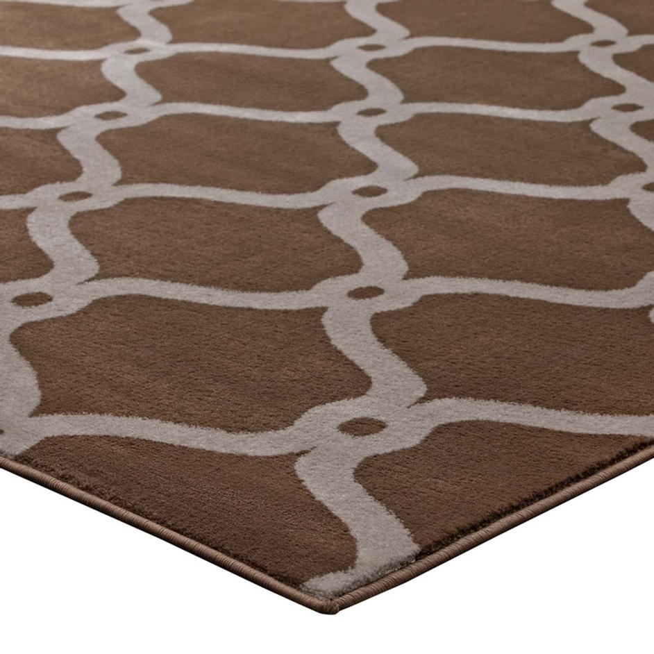 Barrett Chain Link Transitional Trellis 8X10 Area Rug In Dark Tan And Beige by Modway Furniture