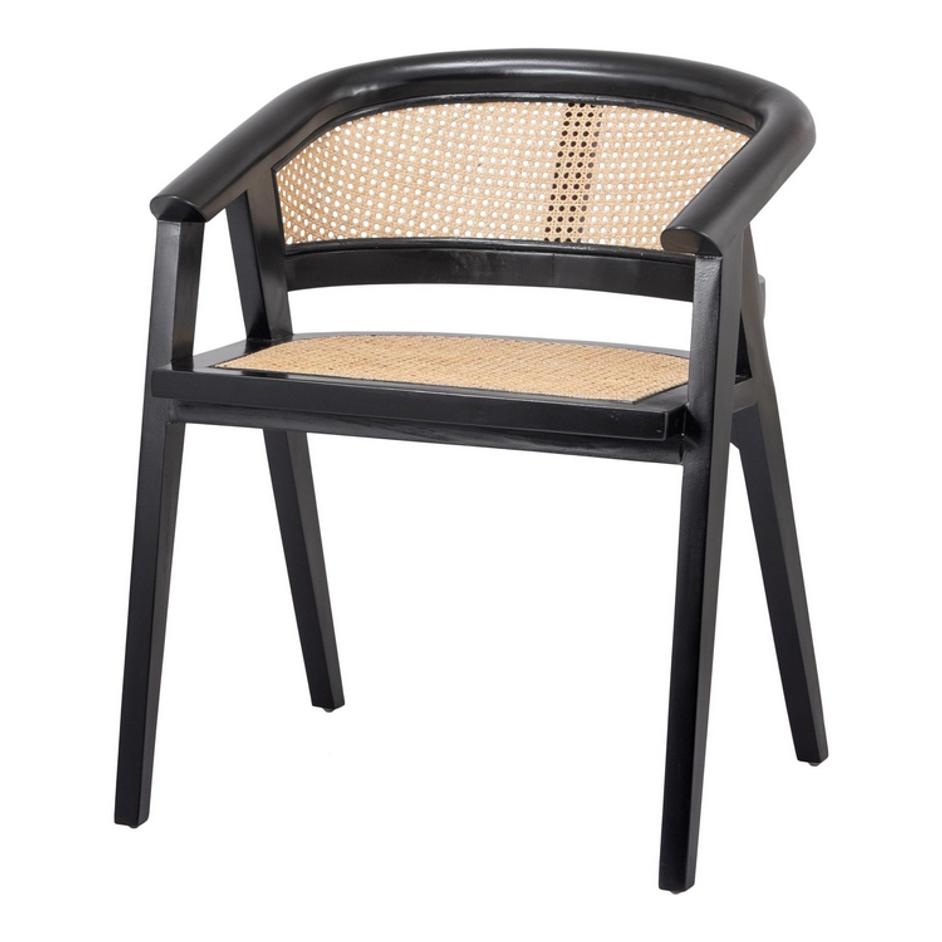 Seine Rattan Dining Arm Chair In Black/ Natural by New Pacific Direct