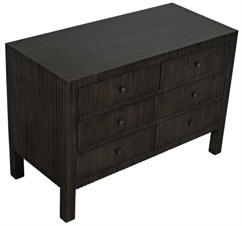 Conrad 6-Drawer Mahogany and Veneer Dresser with Brass Pulls in Pale Finish by Noir Furniture