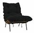 Hanzo Teak Chair with Industrial Steel Legs and Black Cotton Cushion, Satin Finish by Noir Furniture