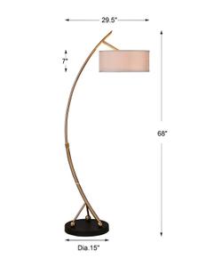 Vardar Curved Brass Floor Lamp by Uttermost