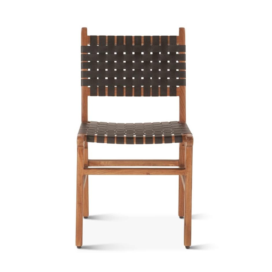 Chesapeake 19" Dining Chair, Nutmeg, Black Leather by Home Trends & Design