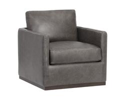 Portman Swivel Lounge Chair - Marseille Concrete Leather by Sunpan