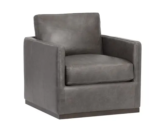 Portman Swivel Lounge Chair - Marseille Concrete Leather by Sunpan