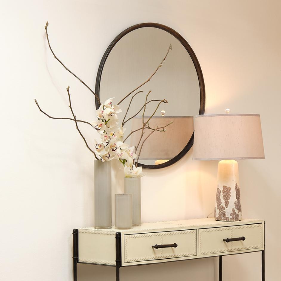 Refined Iron Round Wall Mirror, Black by Jamie Young