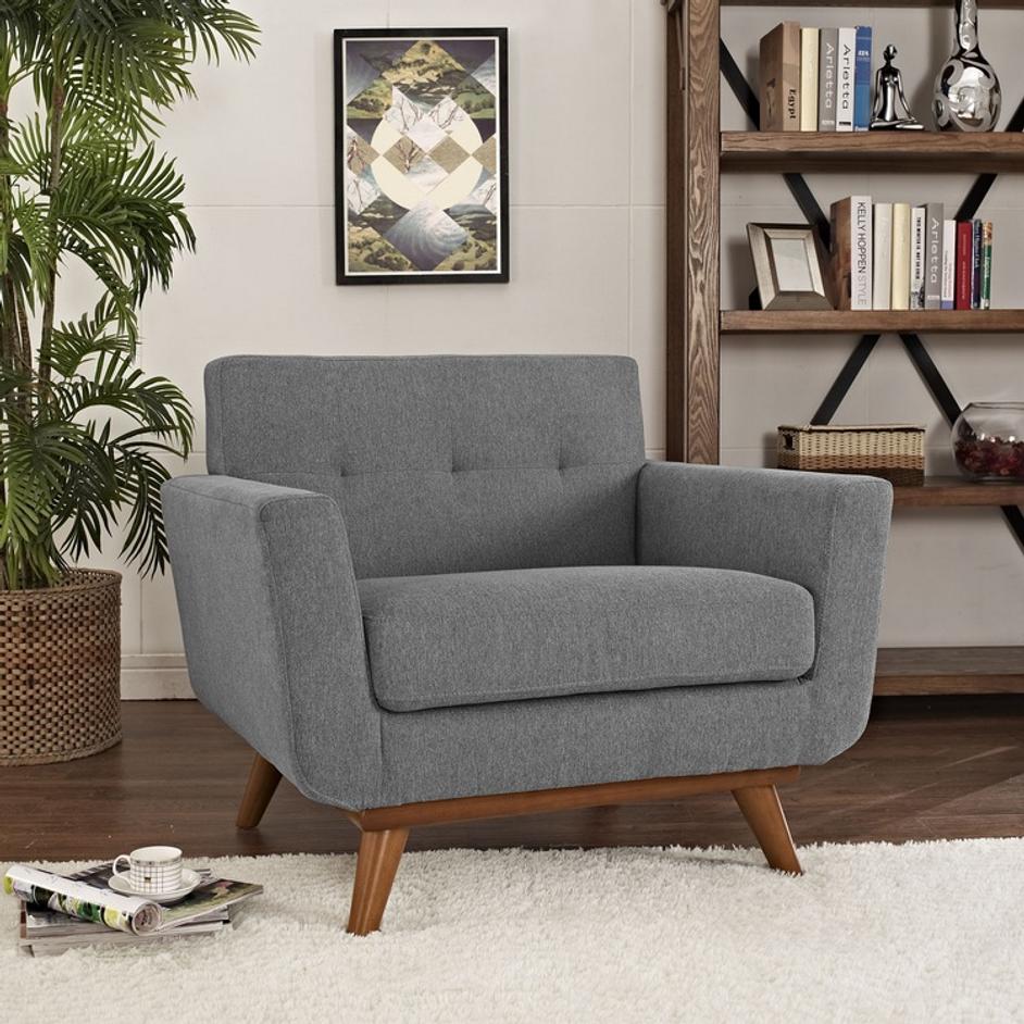 Anthem Upholstered Fabric Armchair In Expectation Gray by Modway Furniture