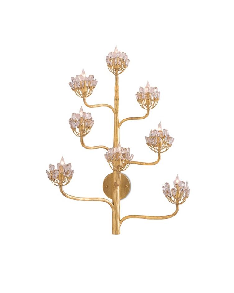 Agave Americana Gold Wall Sconce In Dark Contemporary Gold Leaf by Currey & Company