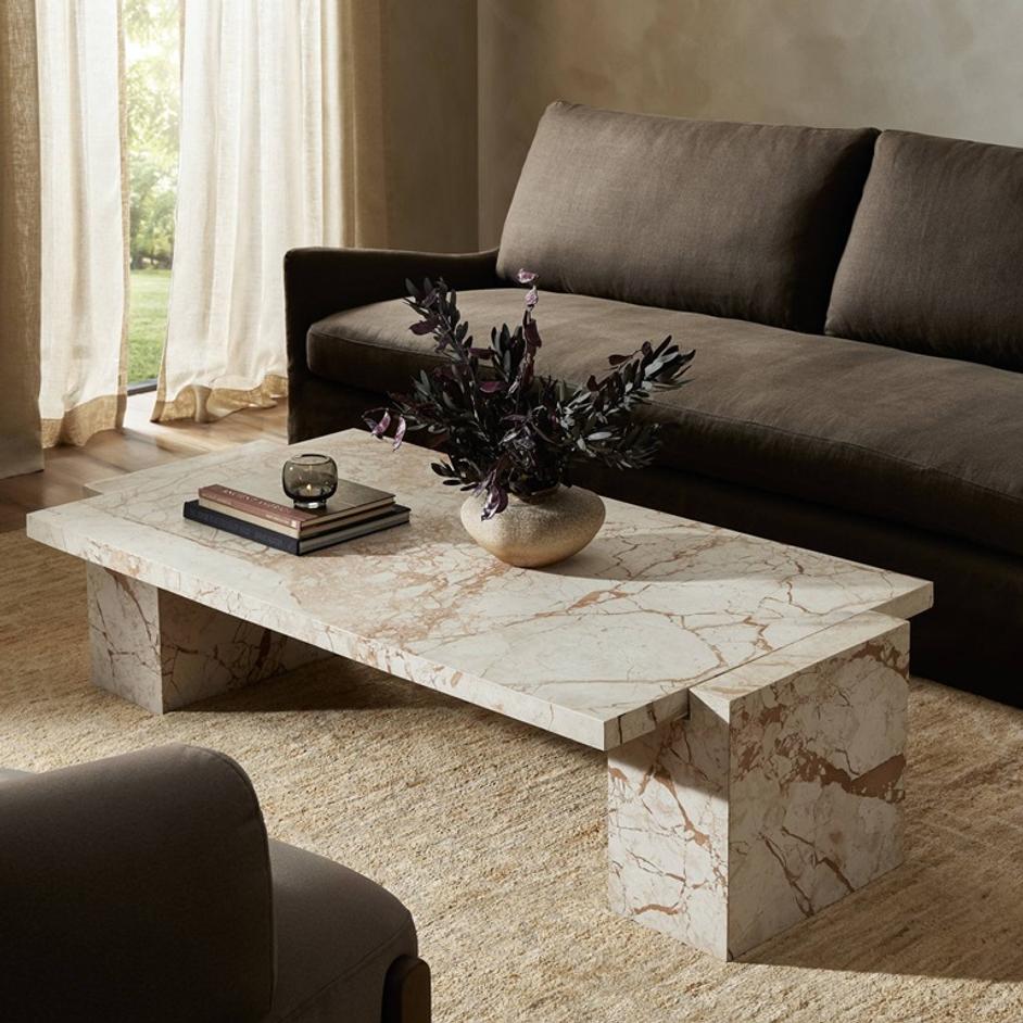 Romano Coffee Table In Desert Taupe Marble by Four Hands