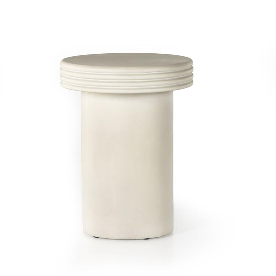 Grecia Outdoor End Table In Small In White by FOUR HANDS