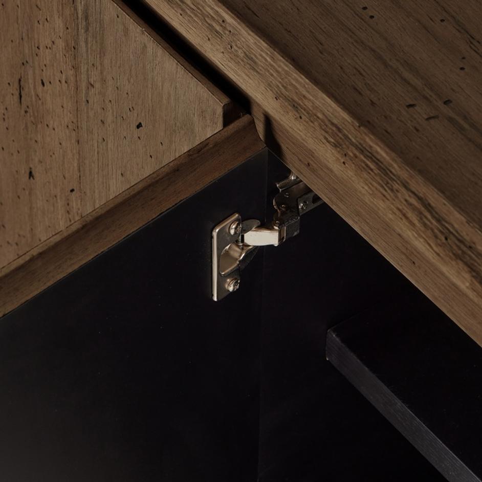 Abaso Media Console In Ebony Rustic Wormwd by FOUR HANDS