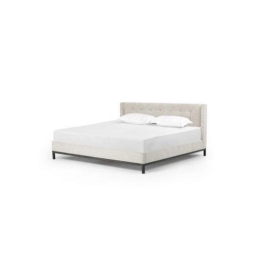 Newhall King Bed In Plushtone Linen by FOUR HANDS
