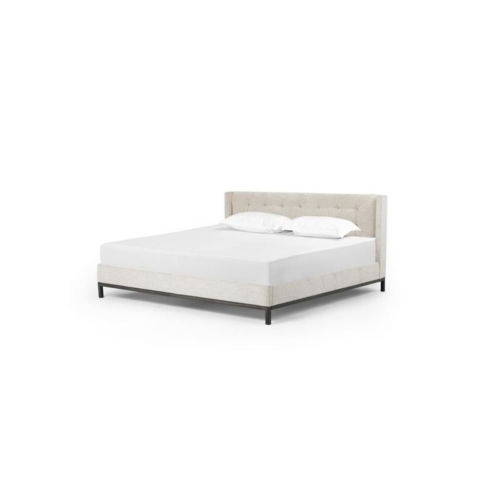 Newhall King Bed In Plushtone Linen by FOUR HANDS
