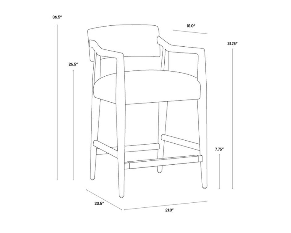 KEAGAN COUNTER STOOL - SALOON LIGHT GREY LEATHER by Sunpan