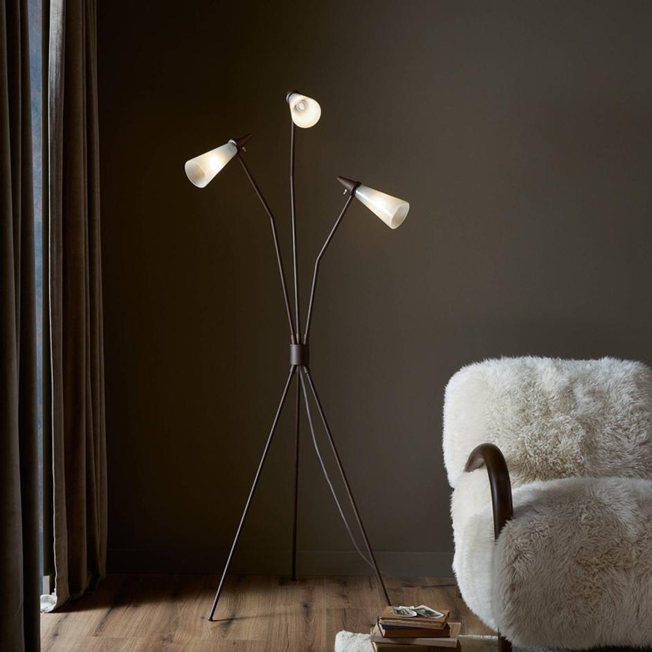 Ludwig Floor Lamp In Rust And Frosted Glass And Clear Cord by Four Hands
