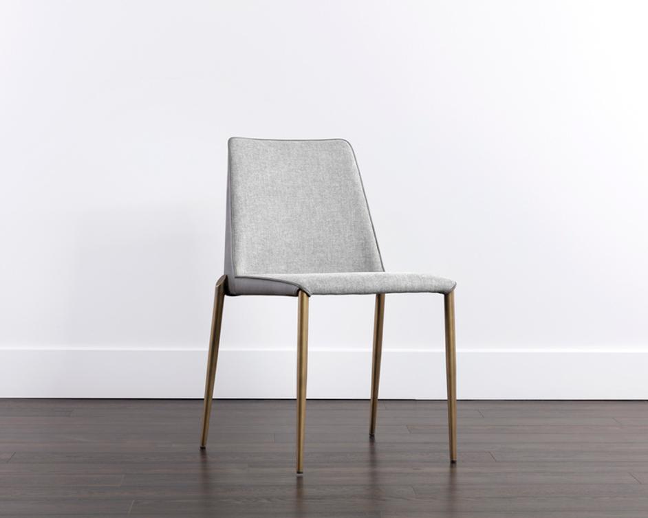 RENEE STACKABLE DINING CHAIR - ANTIQUE BRASS - BELFAST HEATHER GREY / BRAVO METAL by Sunpan