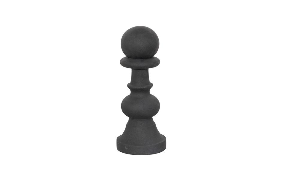Pawn Chess Sculpture, Cast Stone Black, Smallallall by Phillips Collection