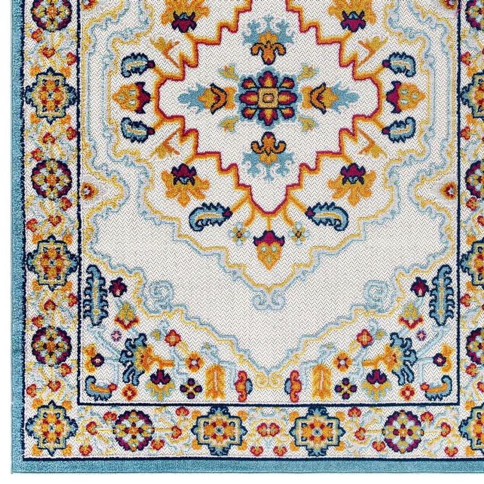 Burket Ansel Distressed Floral Persian Medallion 5X8 Indoor And Outdoor Area Rug In Multicolored by Modway Furniture