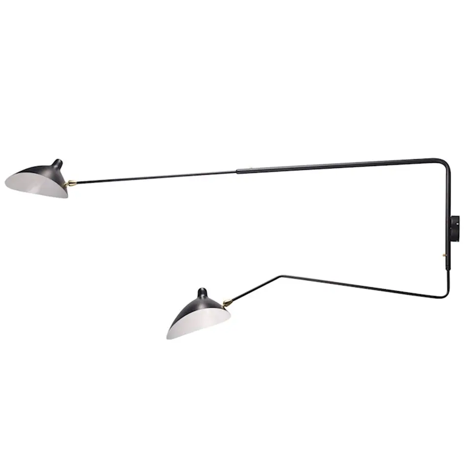Astrom Two Armed Wall Lamp in Black w/ Brass Accent by GALLA HOME