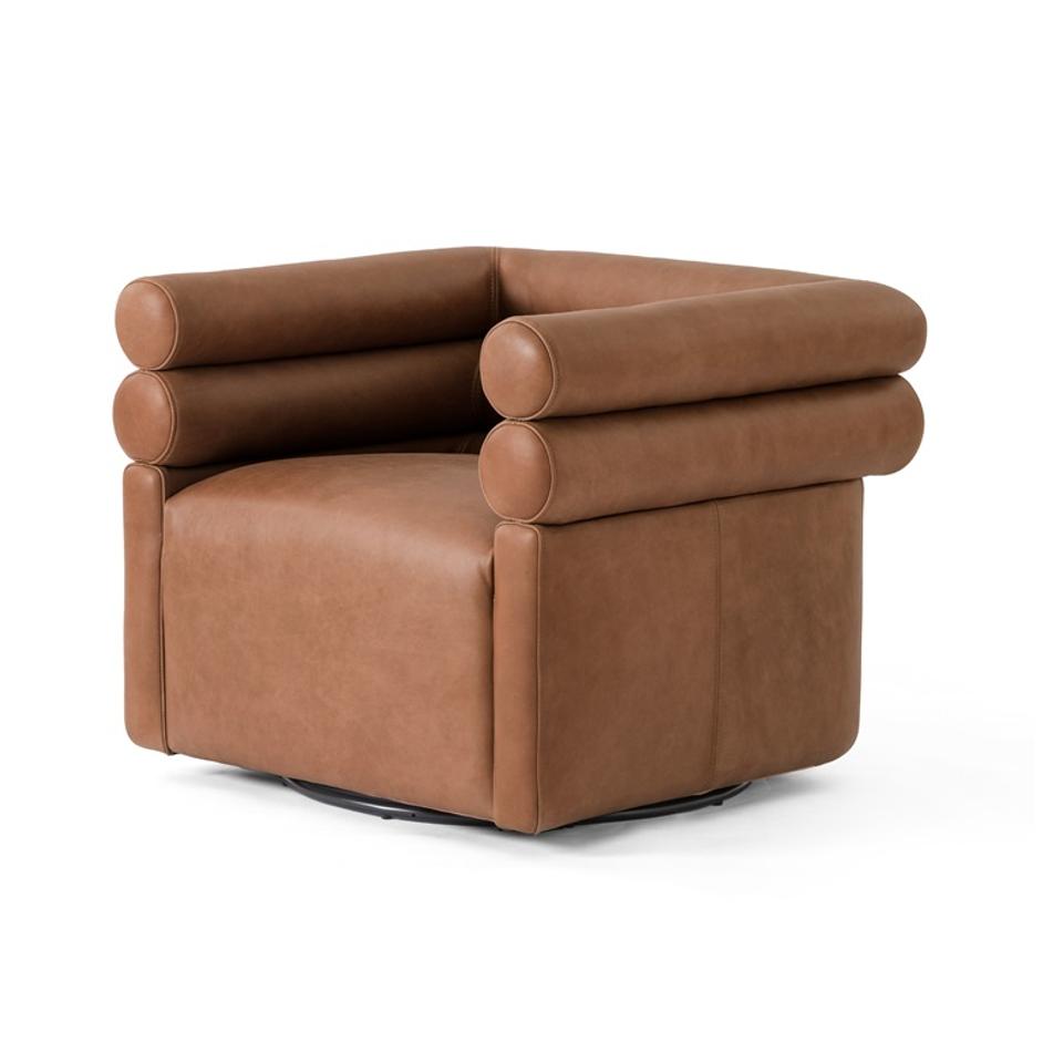 Evie Swivel Chair In Palermo Cognac by FOUR HANDS