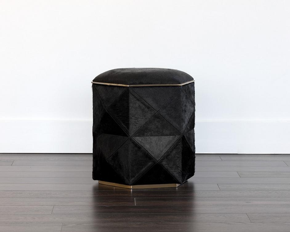 Ashanti Storage Ottoman - Gold - Black by Sunpan