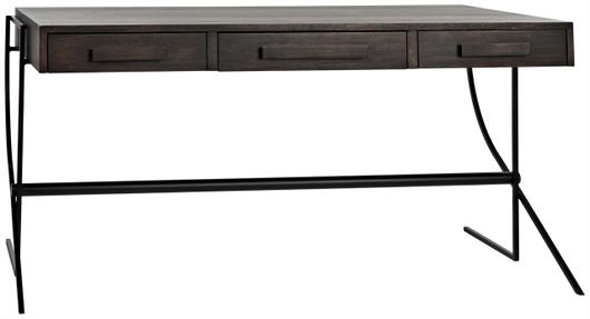 Frank Ebony Walnut Desk with Matte Black Steel Base by Noir Furniture