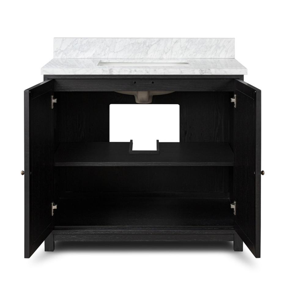 Millie Single Vanity - Satin Drifted Black Veneer by Four Hands