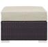 Minerva Outdoor Patio Fabric Square Ottoman In Espresso Beige by Modway Furniture