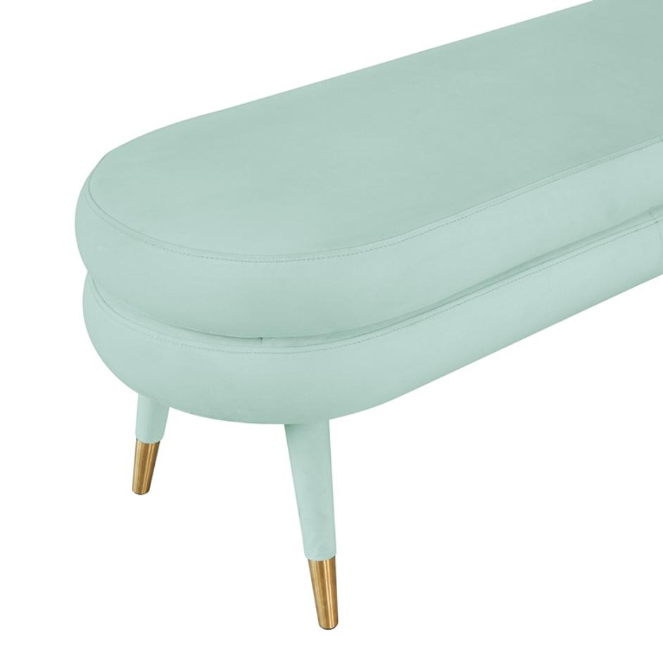 Betty Sea Foam Green Velvet Bench by tov furniture