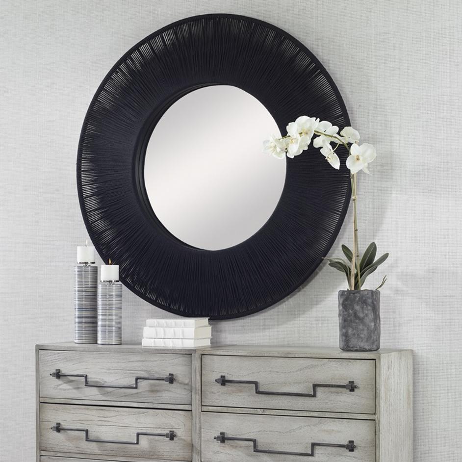 Sailor's Knot Black Round Mirror by Uttermost
